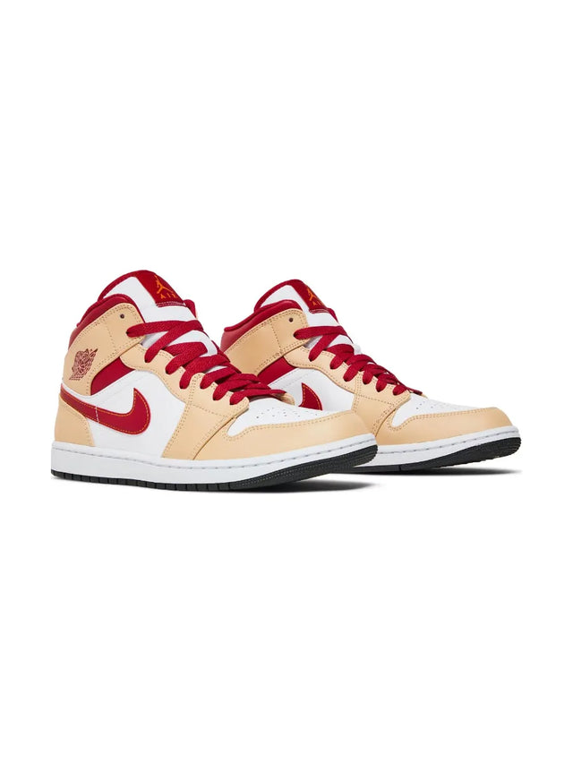 Air Jordan 1 Mid 'Light Curry Cardinal Red'